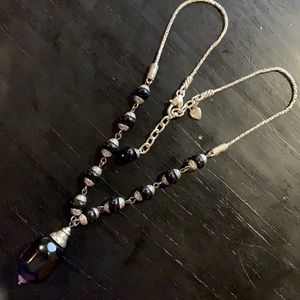 Silver and black necklace
